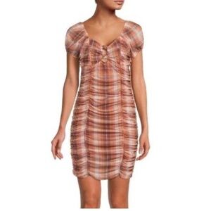 Madden NYC  Ruched Dress with Puff Sleeves Size Small 3-5